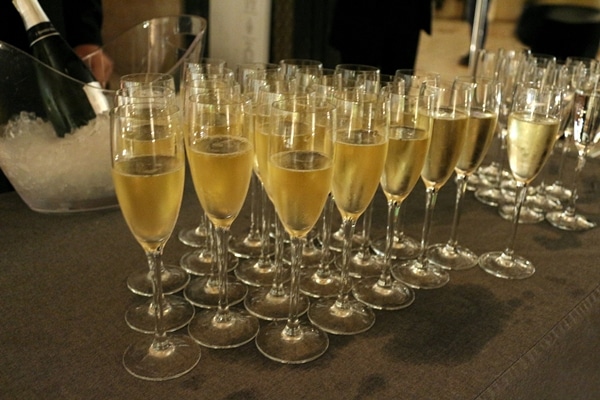 glasses of sparkling wine on a table