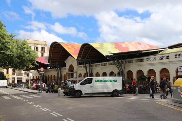 a building with a colorful roof