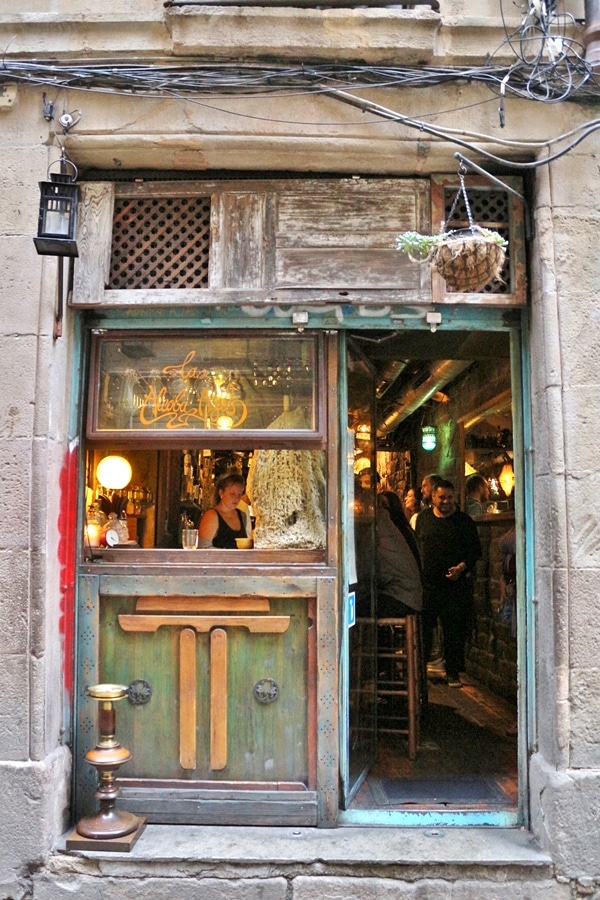 exterior of a cozy and dark restaurant