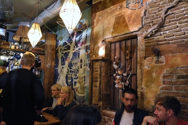 A group of people inside a restaurant