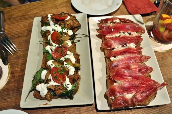 2 open faced sandwiches side by side