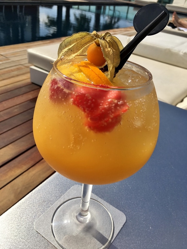 A glass of white sangria