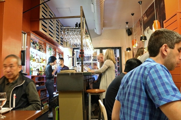 the crowded interior of a restaurant