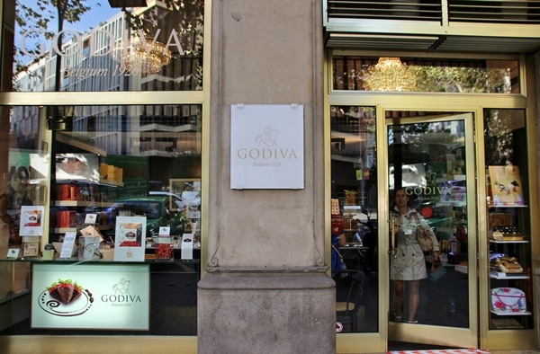 exterior of the Godiva store in Barcelona