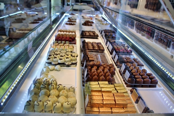 a display of chocolates in a shop