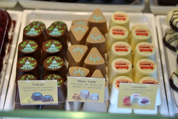 closeup of a display of chocolates