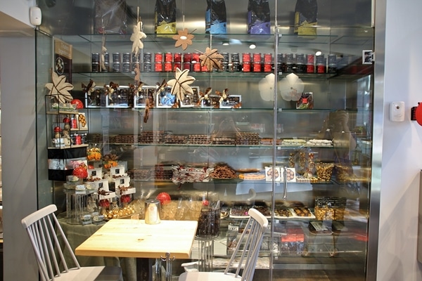 A display in a store filled with lots of chocolates