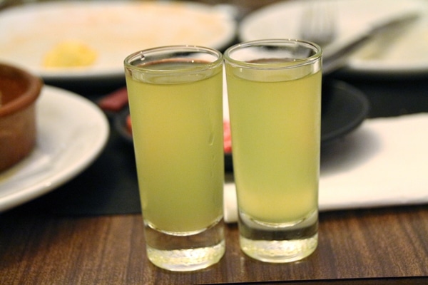 2 shot glasses filled with Limoncello