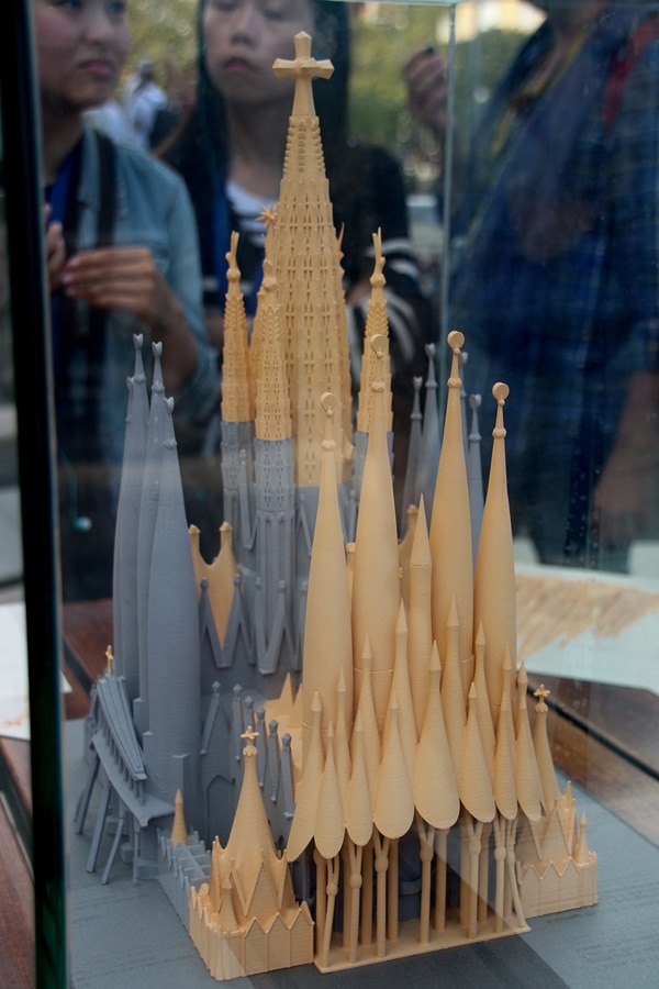 a model of Sagrada Familia showing parts still to be constructed