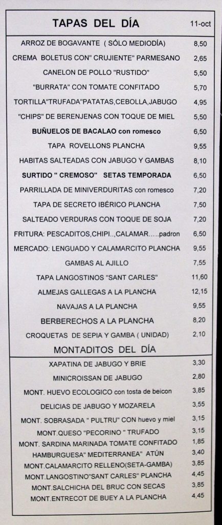 closeup of a restaurant menu