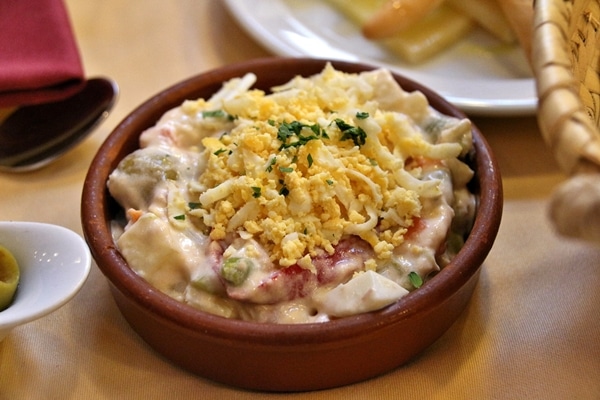 closeup of a dish of potato salad