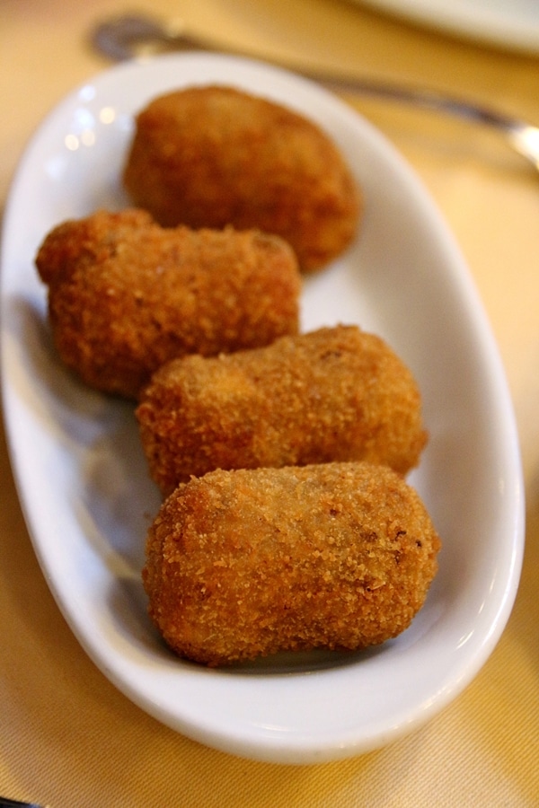 closeup of a plate of fried croquettes