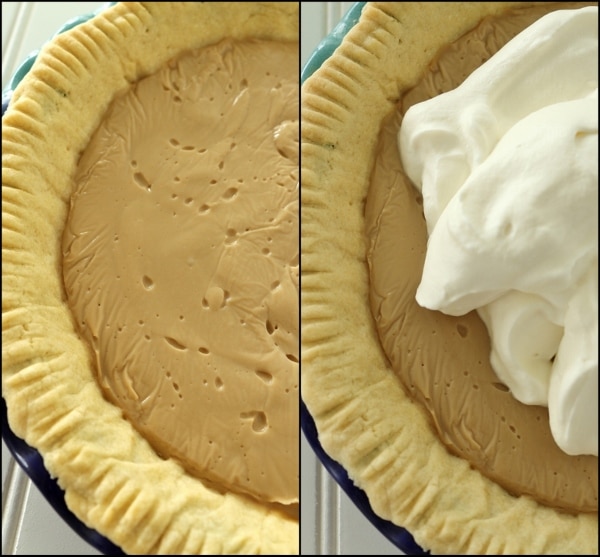 step by step photos topping a pie with whipped cream