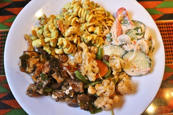 a plate of food from a buffet