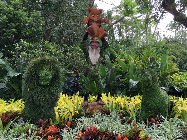 a topiary display of The Lion King characters