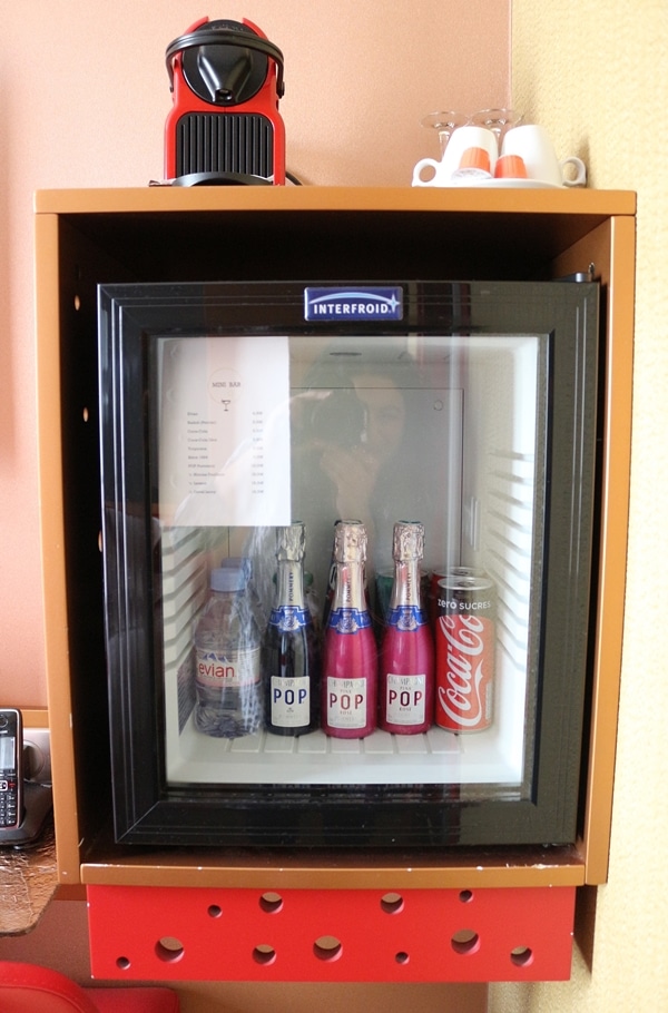 a hotel mini fridge