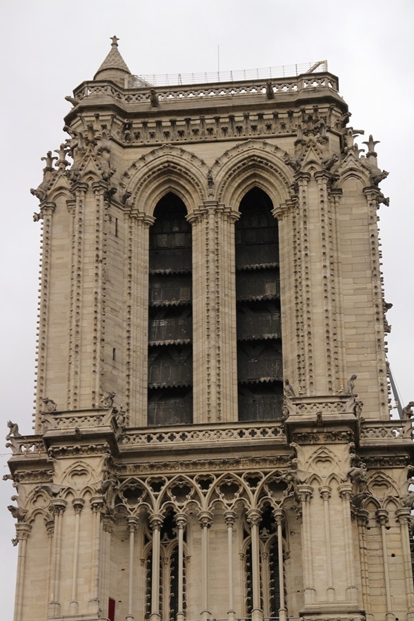 one of the towers of Notre Dame Cathedral