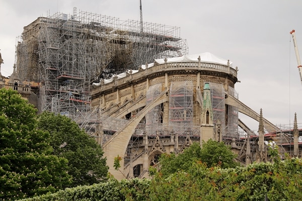 view of the back of Notre Dame Cathedral