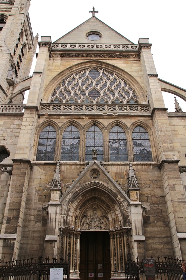 exterior of a church with ornate glass windows