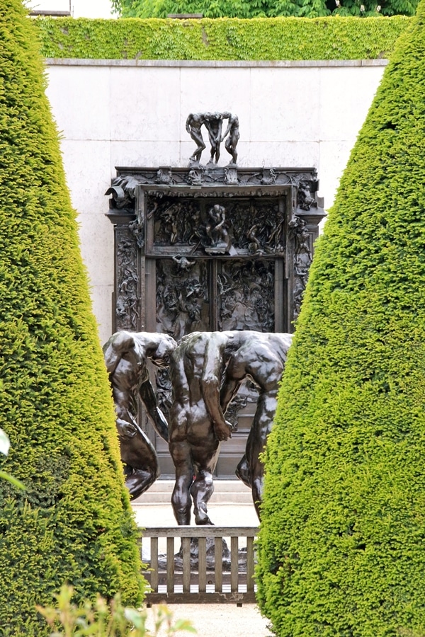 various sculptures in the Rodin Museum garden