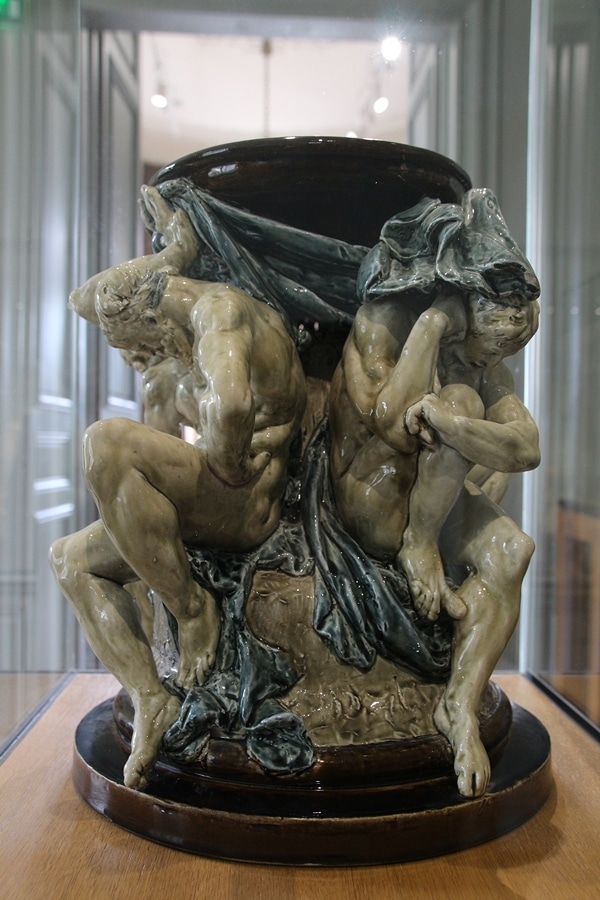 A sculpture in a museum display