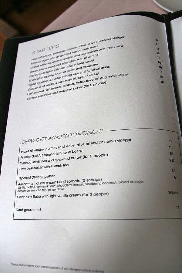 A close up of a restaurant menu