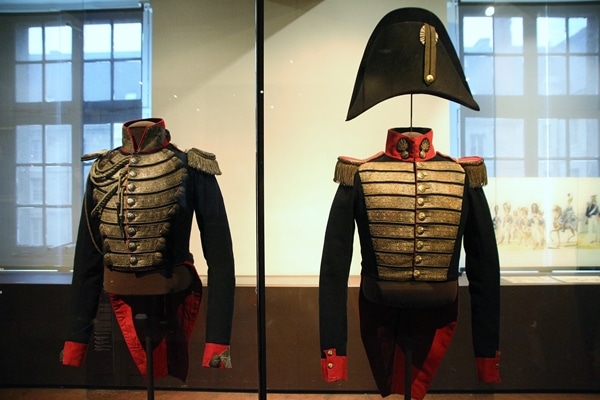 French military uniforms in a museum display