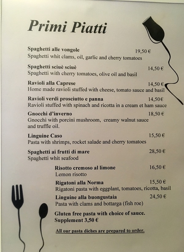 another page of a restaurant menu