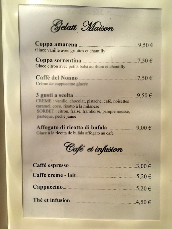 restaurant dessert and drinks menu