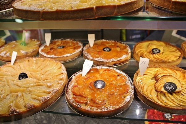 French tarts in a display case