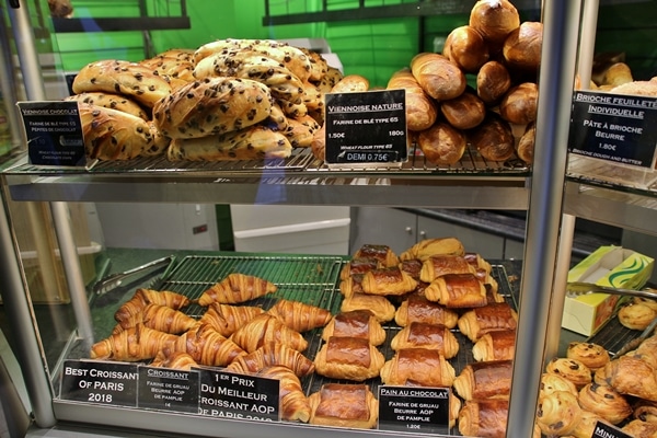 French breakfast pastries on display