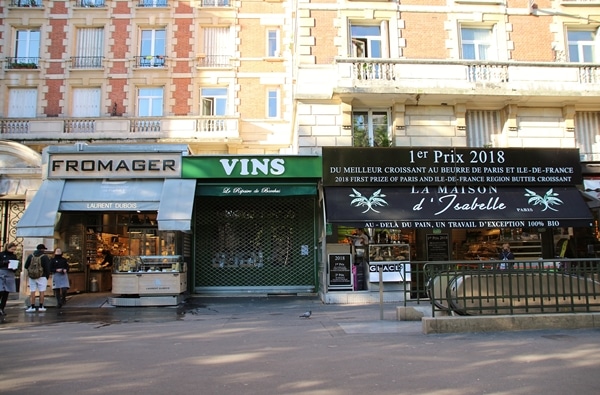 exterior of a row of small shops