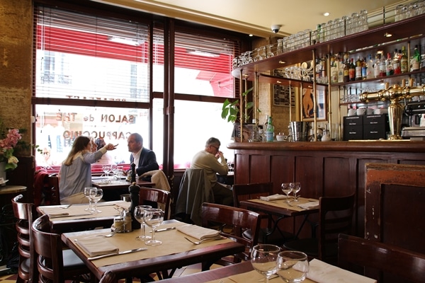 the interior of a small cafe