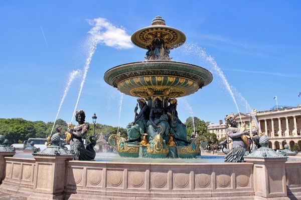 A fountain in Place de la Concorde in Paris