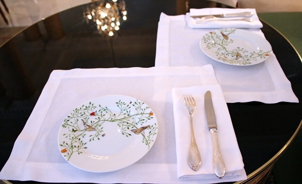 elegant table setting on a small round table