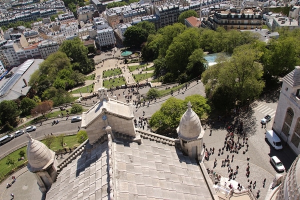 view of Montmartre in Paris from church dome