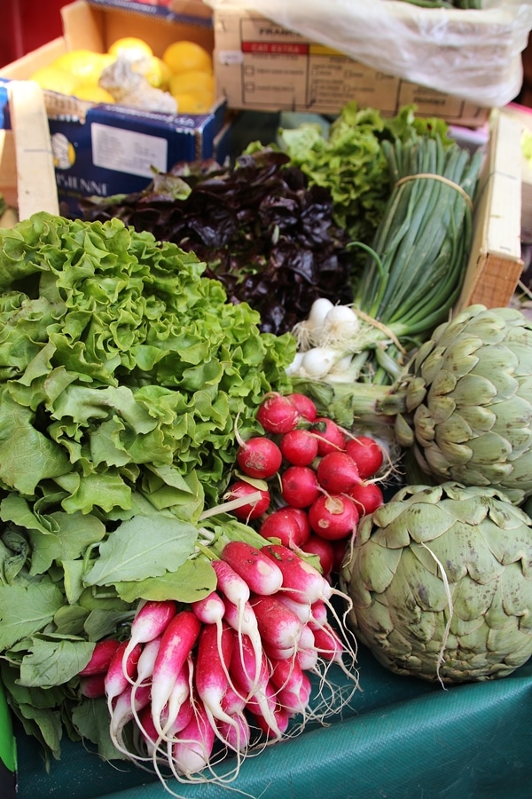 A display of fresh produce at a farmer\'s market