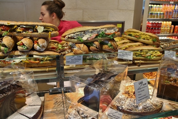 display case in a French bakery
