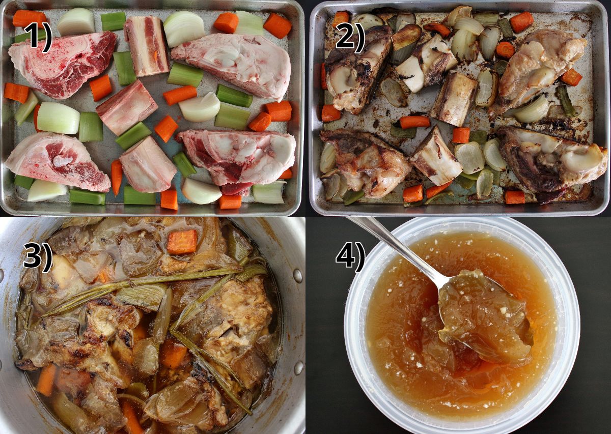 step by step photos of making homemade beef stock