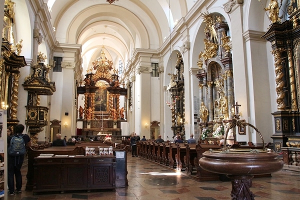 the interior of a large church