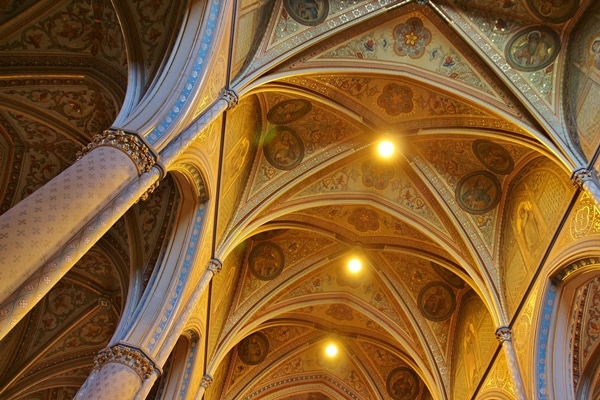 vaulted ceiling in a large church