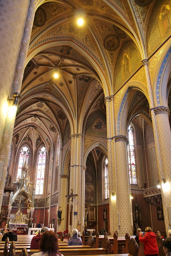 interior of a large church with vaulted ceilings