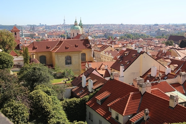 a view of buildings with red roofs stretching into the distance