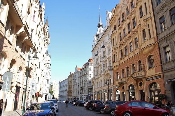 a city street lined with cars