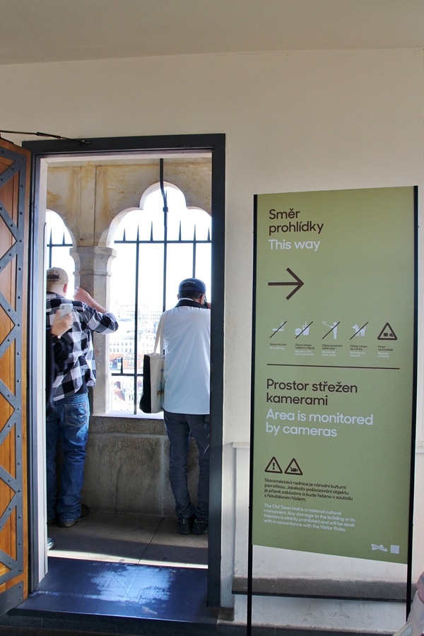 the entrance to a viewing area at the top of a tower