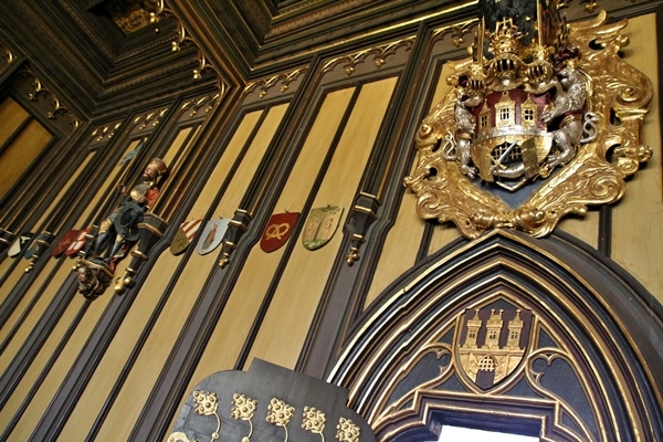 various emblems mounted to a wall