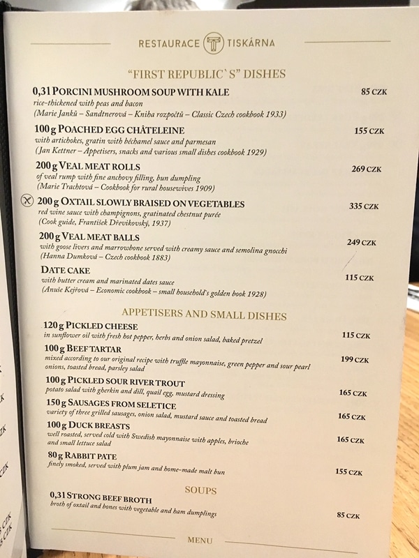 closeup of a restaurant menu