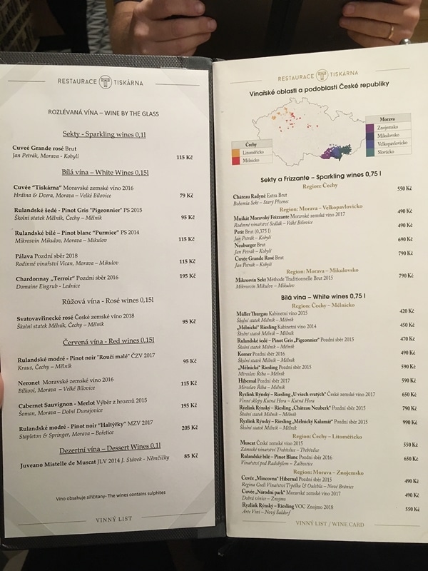 a wine list