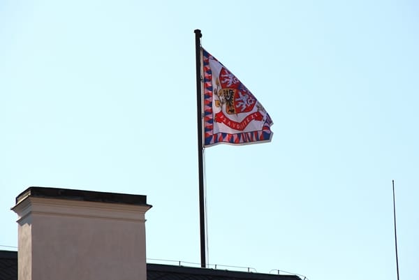 a flag on top of a building