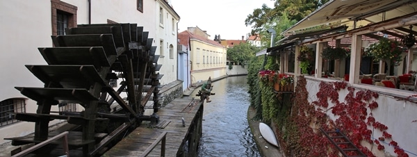 a watermill on a small stream